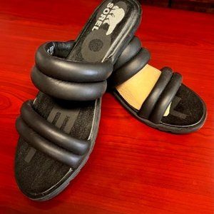 Sorel Ella II Puff Slide Black Sea Salt